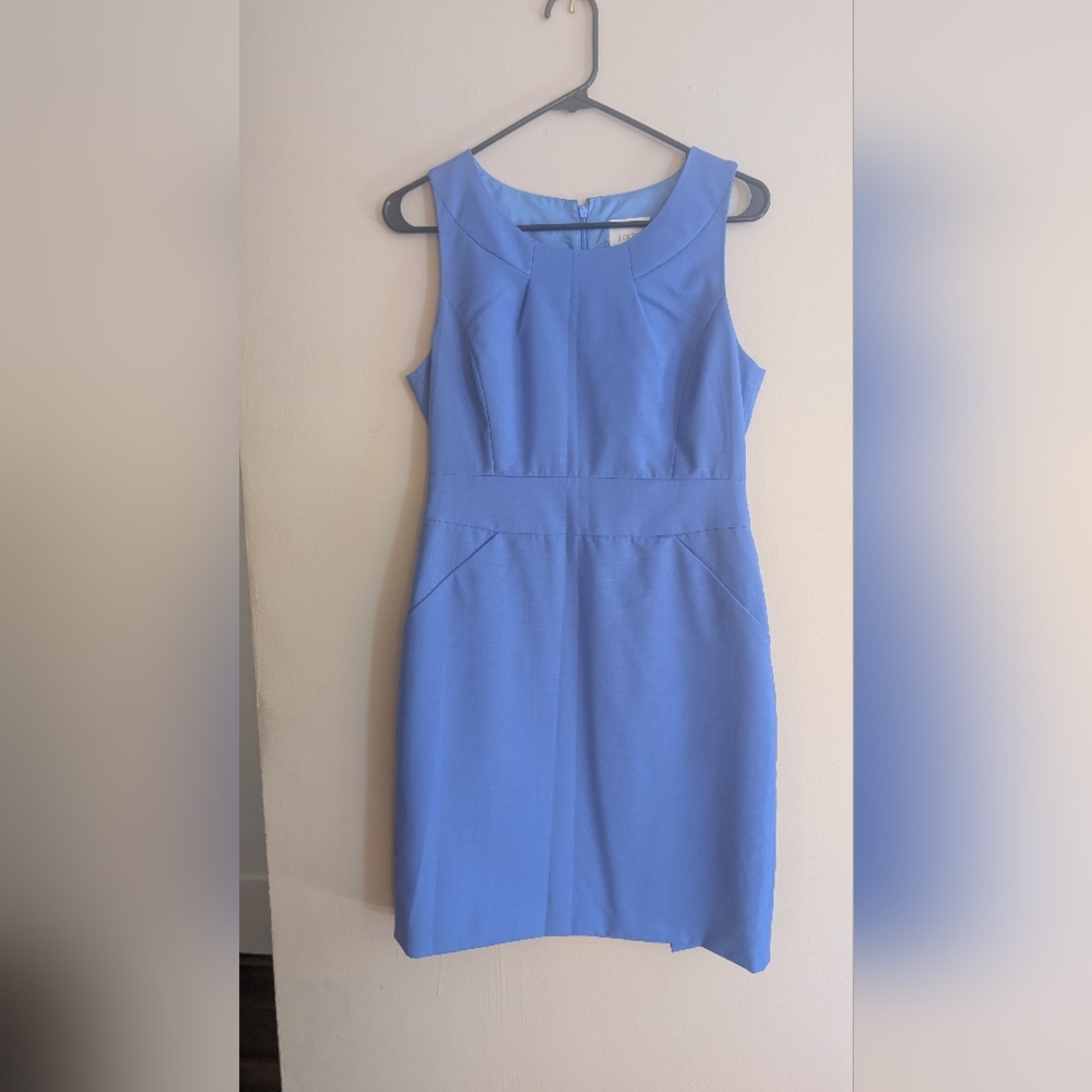 J Crew Suiting Blueish Purple Sheath Wool Dress, Size 8P